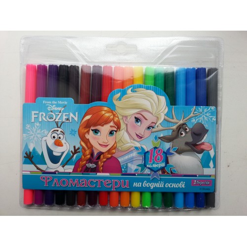 Фломастеры для досок на водной основе цветные Frozen в наборе 18 цветов Фломастеры для досок на водной основе цветные Frozen в наборе 18 цветов